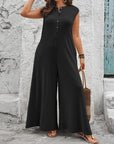 Azeloria - Dames zonder mouwen jumpsuit met brede pijpen en zakken