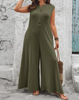 Azeloria - Dames zonder mouwen jumpsuit met brede pijpen en zakken