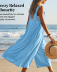 Rhyzelia - Dames Zomer Jumpsuit Zonder Mouwen met Brede Benen