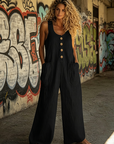 Beloria - Dames jumpsuit zonder mouwen met wijde benen en zakken
