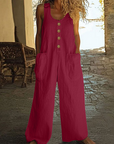 Beloria - Dames jumpsuit zonder mouwen met wijde benen en zakken