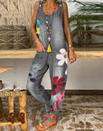 Jovalythra - Casual Denim Bloemen Overall met Ruime Pasvorm voor Dames