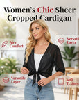 Brynoria - Korte vrouwen top van transparant chiffon met strik aan de voorkant