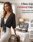 Brynoria - Korte vrouwen top van transparant chiffon met strik aan de voorkant