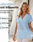 Soralyne - Dames T-shirt met V-hals in lichte textuurstof