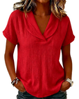 Soralyne - Dames T-shirt met V-hals in lichte textuurstof