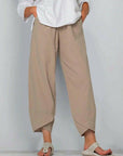 Belythia - Vintage asymmetrische hoge taille damesbroek met zakken