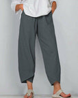 Belythia - Vintage asymmetrische hoge taille damesbroek met zakken