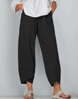 Belythia - Vintage asymmetrische hoge taille damesbroek met zakken