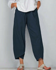 Belythia - Vintage asymmetrische hoge taille damesbroek met zakken