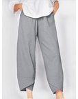 Belythia - Vintage asymmetrische hoge taille damesbroek met zakken