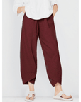 Belythia - Vintage asymmetrische hoge taille damesbroek met zakken