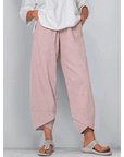 Belythia - Vintage asymmetrische hoge taille damesbroek met zakken