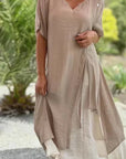 Amabel - Asymmetrische tweedelige jurk met korte mouwen