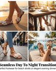 Jaxoria - Vrouwen platte sandalen met decoratieve strik en parels