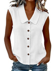Dovirelle - Mouwloze blouse voor dames met V-hals en elegante knopen