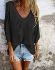 Delia - Gebreide top met V-hals