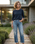 Cazira - Dames Jeans Rechstreeks Cropped Denim Moderne Comfort