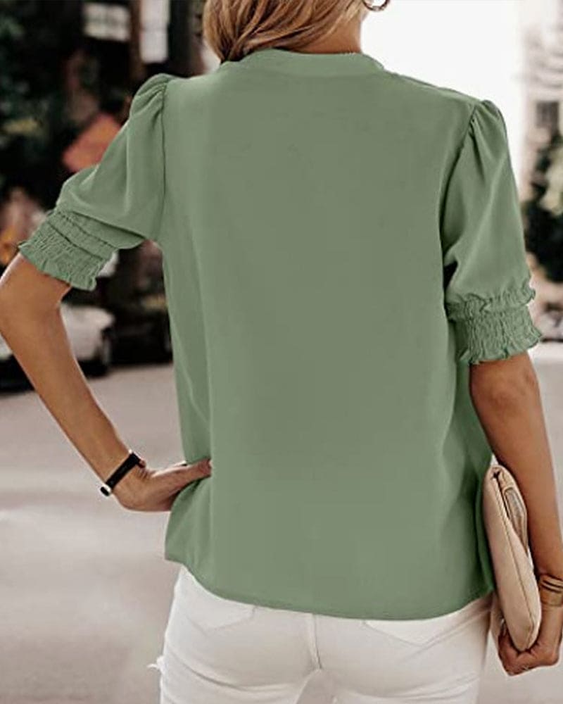 Flore - Blouse met korte mouwen en een V-hals