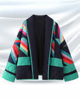 Sabine - Katoenen Patchwork Jas met Flared Mouwen