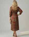 Falune - Midi jurk voor dames met een elegante strakke taille en print
