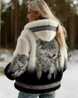 Dahlina - Dames Hoodie Jas met Wolfprint