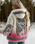 Dahlina - Dames Hoodie Jas met Wolfprint