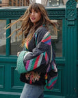 Sabine - Katoenen Patchwork Jas met Flared Mouwen