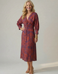 Falune - Midi jurk voor dames met een elegante strakke taille en print