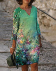 Jacqueline - Lente V-hals Drie-Kwart Mouwen Jurk