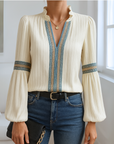 Mirabel - Kanten blouse met V-hals