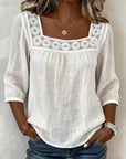 Myzaria - Damesblouse met vierkante halslijn en elegante kant
