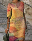 Jacqueline - Lente V-hals Drie-Kwart Mouwen Jurk