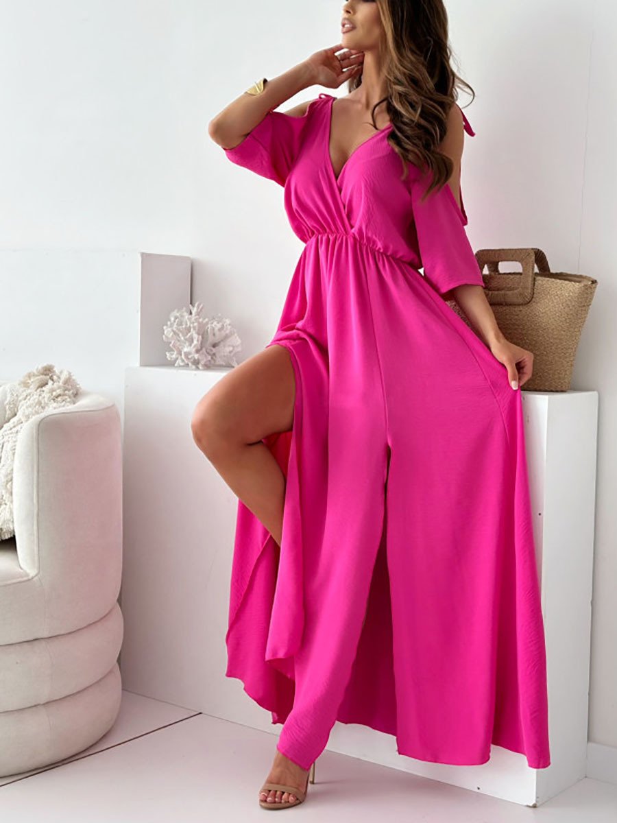 Havessira - Elegante Maxi Jurk met Off-Shoulder en V-Hals