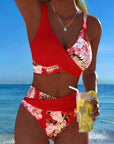 Bikini met contrasterend bloemenpatroon – verdeeld ontwerp