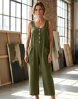 Beloria - Dames jumpsuit zonder mouwen met wijde benen en zakken