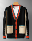 Norbert - Gebreide V-hals Vest met Contrasterende Details