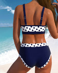 Liesbeth - Elegante hooggetailleerde polkadot-bikini in patchworkontwerp