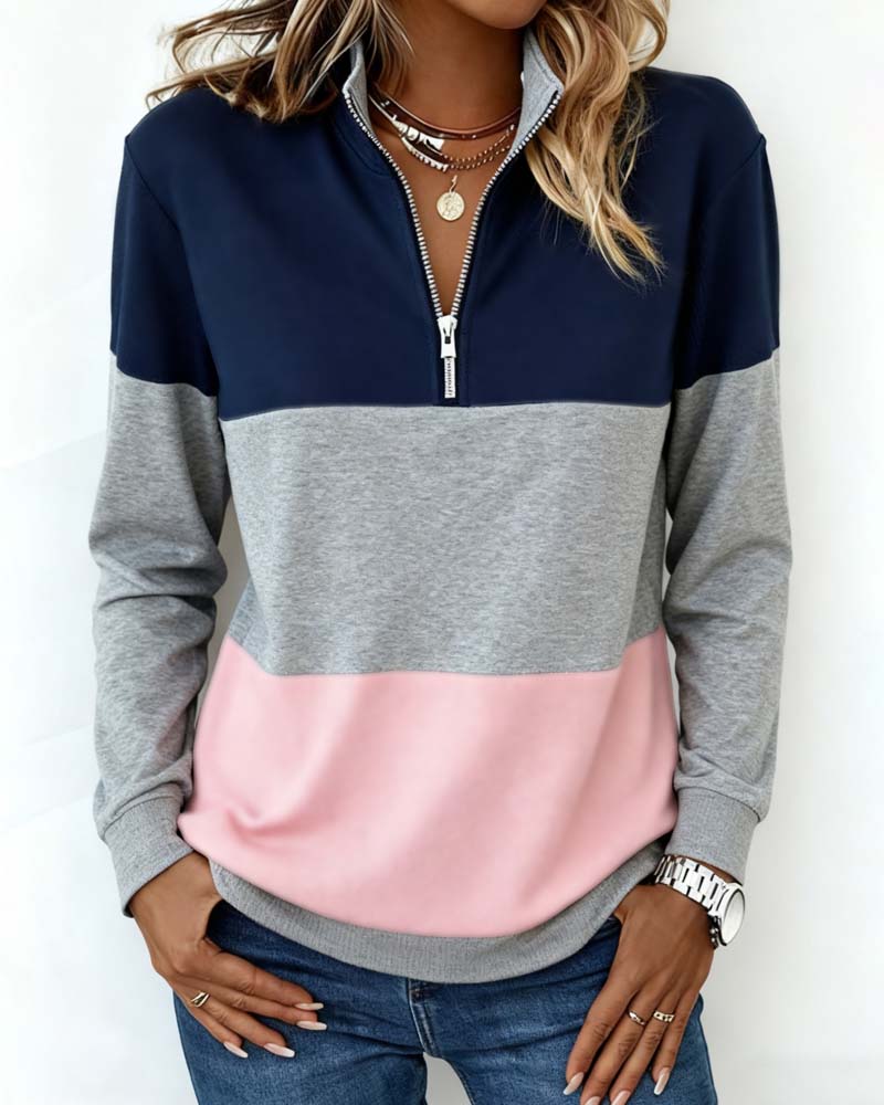 Dorinavelle - Sweat Colorblock Met Comfortabele Ritssluiting