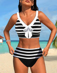 Laluna® Gestreepte bikini met hoge taille – flatterende taille, tijdloze streepjeslook
