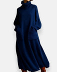 Alyndra - Lange Tricot Jurk met Hoge Hals