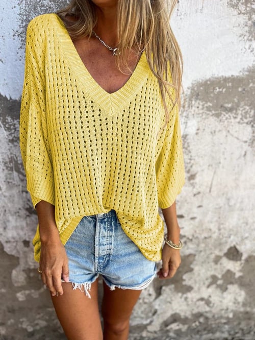 Delia - Gebreide top met V-hals