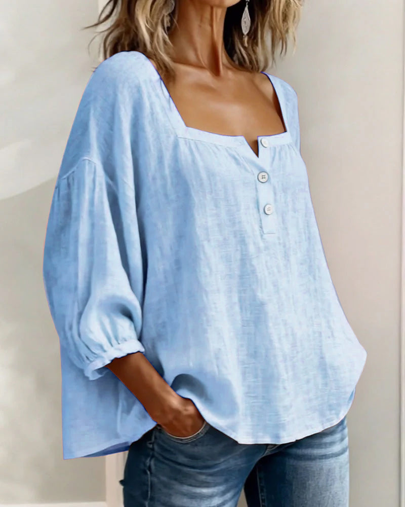 Glyressa - Elegante Damesblouse met Vierkante Hals