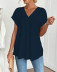 Estella - T-shirt met korte mouwen effen kleur patchwork