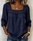 Myzaria - Damesblouse met vierkante halslijn en elegante kant