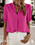 Flore - Blouse met korte mouwen en een V-hals
