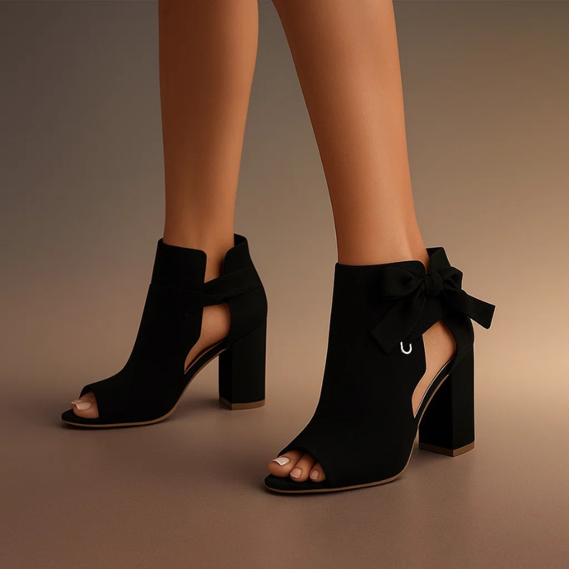 Ophalyra - Sandalen met Vierkante Hak en Elegante Knoop met Open Neus