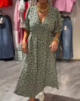 Cenovia - Vrouwelijke Geprinte Jurk met Elegante V-hals