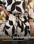 Ivoriah - Dames short jumpsuit met blote schouders en bladerenprint
