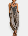 Delvessa - Vrouwen bohemian jumpsuit met verstelbare schouderbanden